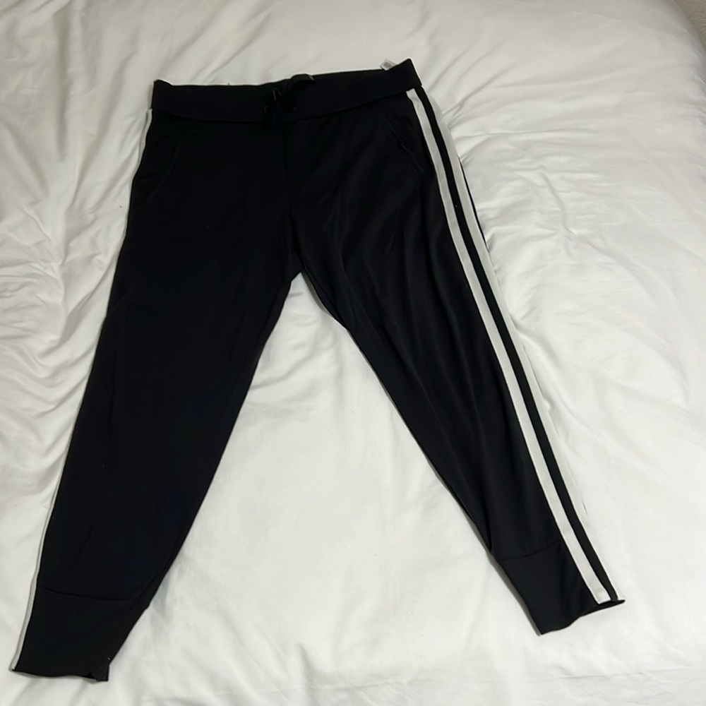 Athleta jogger, black with white stripe